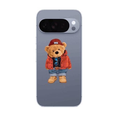 Google Pixel 10 Pro Bear in a hat Transparent Silicone TPU Θήκη